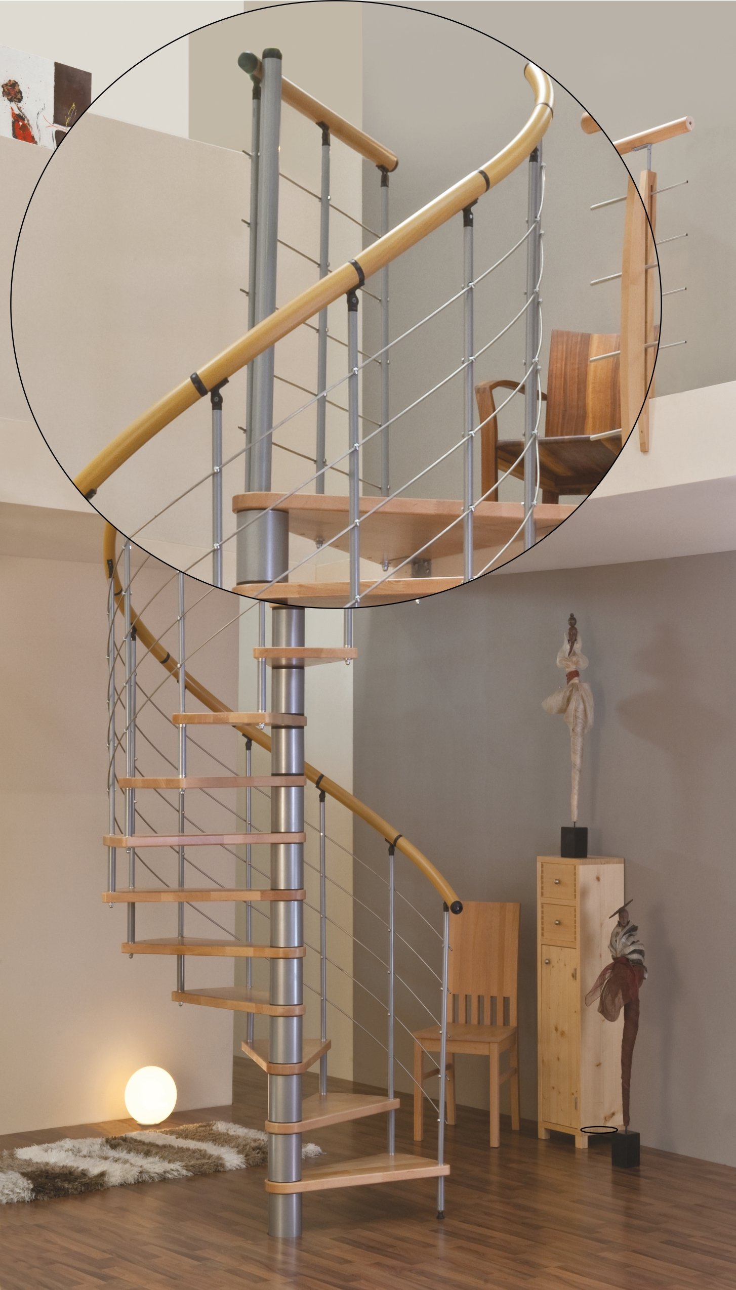 VENEZIA Spiral Staircase Silver/Oak 120cm
